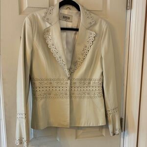 Chic Cream Blazer with Eyelet Accents